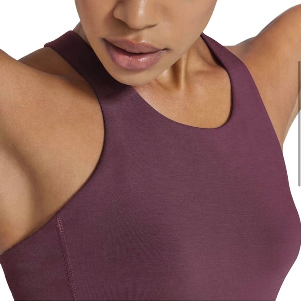 NWOT Allbirds Women's Natural Run Form Tank Maroon Wine Red Long Crop Active - Picture 4 of 8